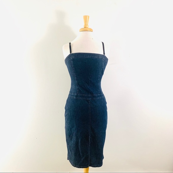 United Colors of Benetton Denim Jean Strapless or Spaghetti Strap Dress Size S